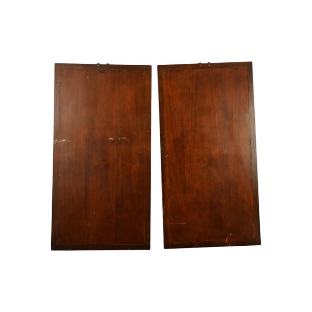 Paint Pair of Vintage Chinese Black Lacquer Wall Panels With Jade Hardstone For Sale - Image 7 of 8