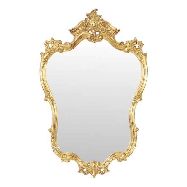 Large Baroque Crested Mirror in Gold Leaf from Deknudt, 1950s For Sale