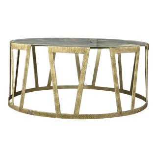 Glass / Silver Leaf coffeeTable That Is 30” Round. For Sale