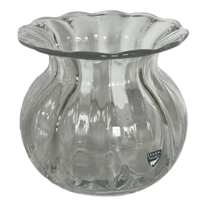 Late 20th Century Orrefors Swedish Ribbed Glass Anemone Vase