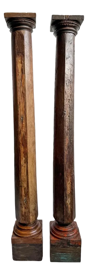 Pair of Antique Teak Wood Columns