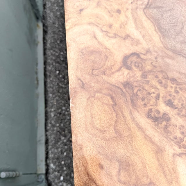 Wood Vintage Postmodern Burlwood Laminate Rectangular Dining Table For Sale - Image 7 of 11
