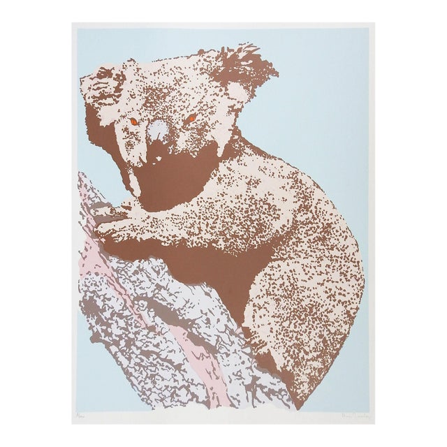Late 20th Century Pink and Blue Koala Serigraph For Sale