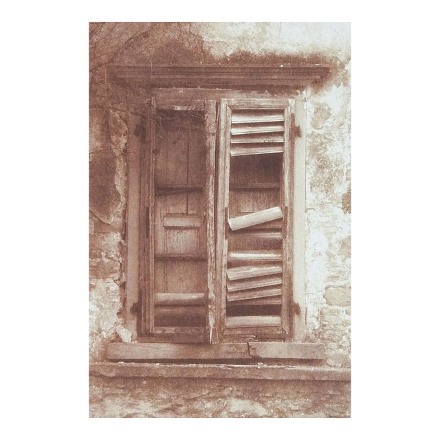 Vintage Eric Weller Sepia Old Shutters Cyanotype Architectural Photograph For Sale