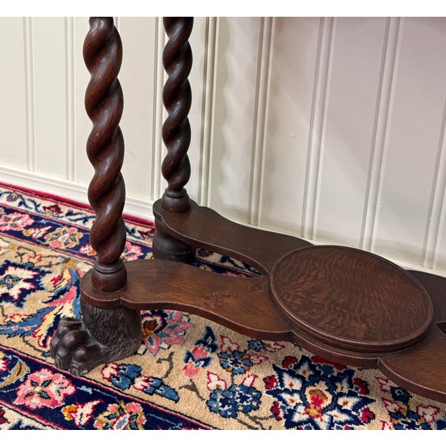 Antique English Oak Jacobean Revival Bookcase Barley Twist Display Cabinet C1890 For Sale In Dallas - Image 6 of 17