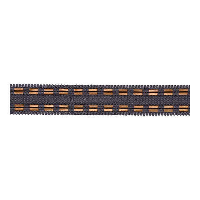 Sample - Schumacher Leather Cord Tape Trim in Charcoal For Sale