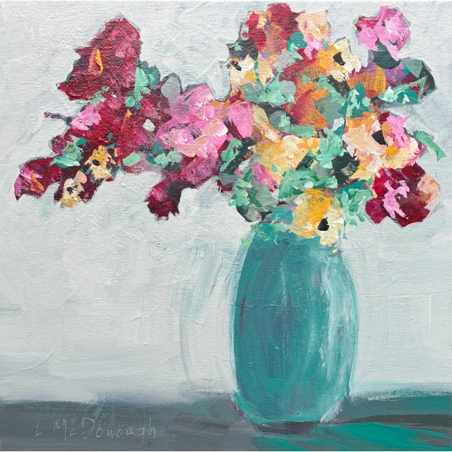 Impressionist “It’s a Good Day to Begin Again“ Original Floral Still Life Painting by Linda McDonough For Sale - Image 3 of 11