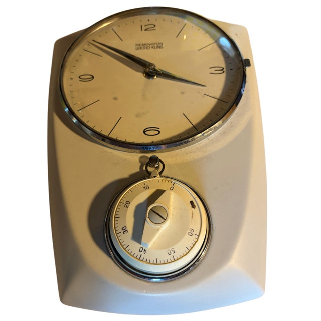Vintage nice classic very rare 1960s remington electro-clang wall clock/kitchen clock porcelain height: 26cm quartz...