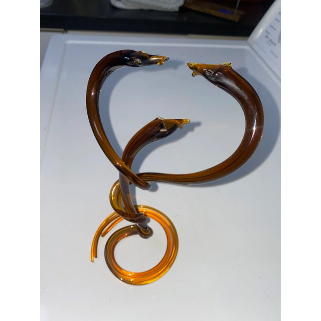 1970s 3 Cobra Murano Glass Style Sculpture For Sale - Image 11 of 12