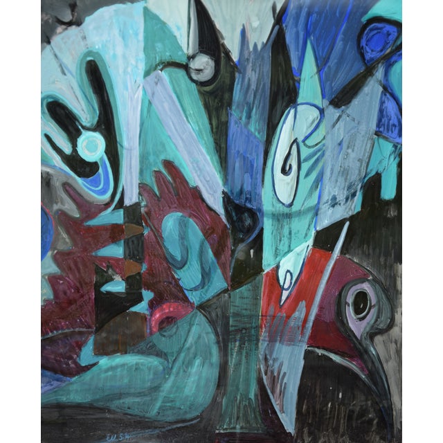 Ernst Weiers, Night Forest, 1954, Oil Painting on Glass, Framed For Sale - Image 6 of 8