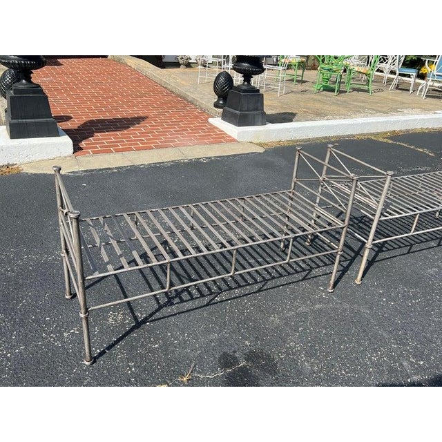 Pair of Silver Colored Iron Benches or Settees For Sale In New York - Image 6 of 17