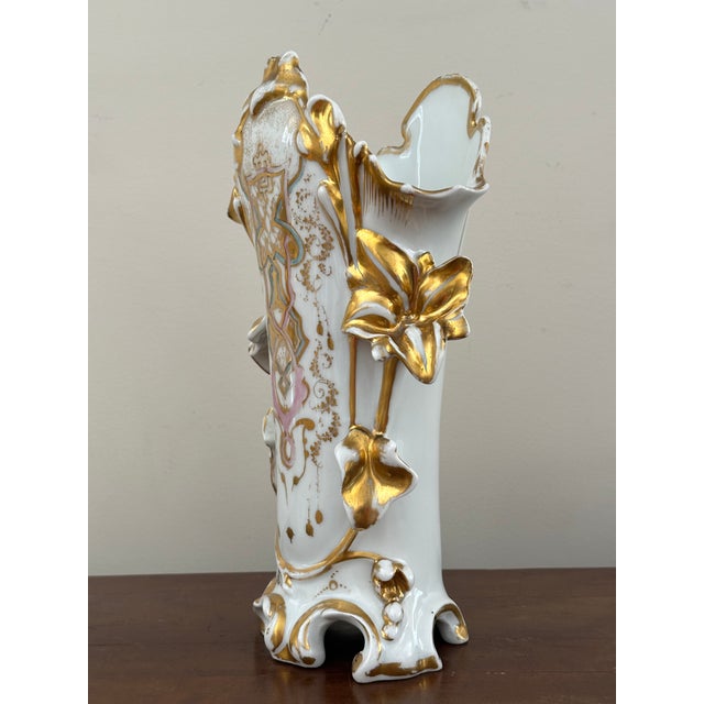 Vieux Paris Porcelain Bridal Vases – 12.25" Tall, Late 1800s French Mantel Wedding Vases For Sale - Image 14 of 16