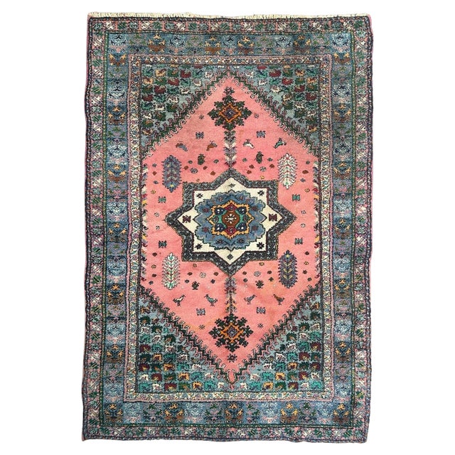 Vintage Moroccan Rustic Rabat Rug, 1960s For Sale