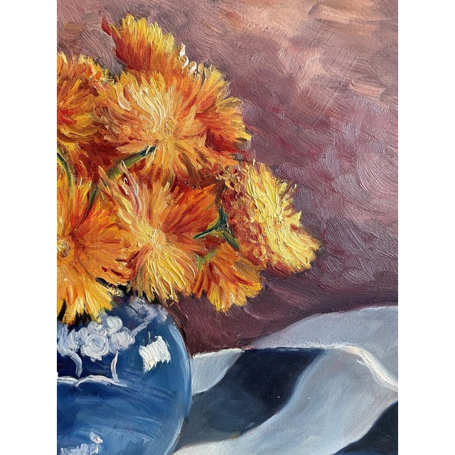 French Expressionist Floral Still Life, Oil on Canvas, Signed Nadeval, 1960 For Sale - Image 4 of 4