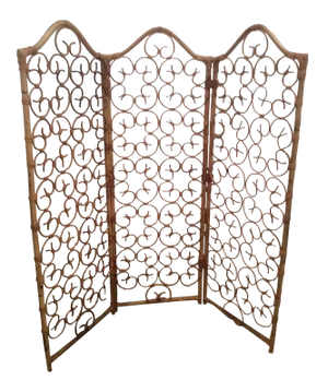 Vintage Three Panel Rattan Screen Room Divider
