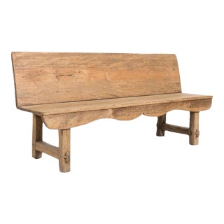 Early 19th Century Primitive Spanish Catalan Pine Bench For Sale