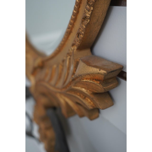 Gold Pair of Baroque-Style Toleware Metal and Giltwood Mirrors With Sconces For Sale - Image 8 of 13