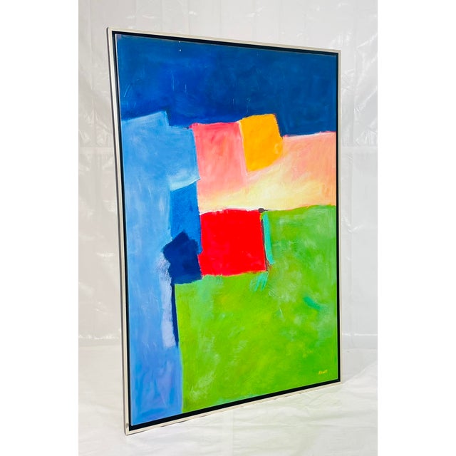 1990s Large Abstract Color Field Oil Painting by H. Scott, Framed For Sale - Image 4 of 18