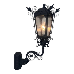 1920s Spanish Revival Wrought Iron Exterior Lantern Sconce