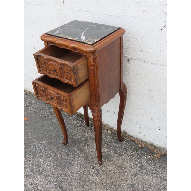 French Early 1900s Hand Carved Tall Narrow Nightstand End Table 6342 For Sale In Miami - Image 6 of 13