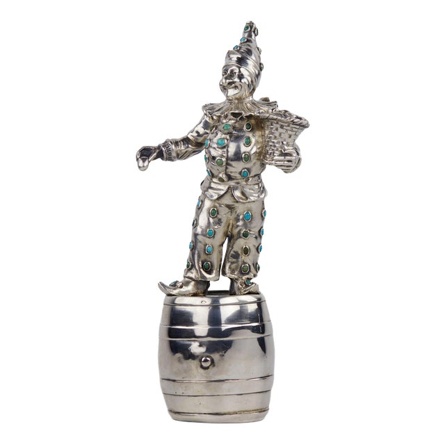 Antique German Silver Figure of Harlequin, 1800s For Sale