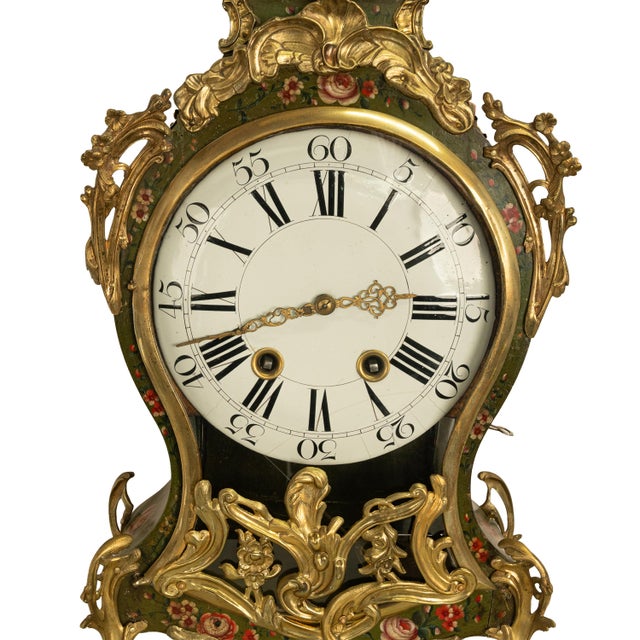 Antique 18th Century French Louis XV Painted & Ormolu Vernis Martin Cartel Clock 1750 For Sale - Image 17 of 18