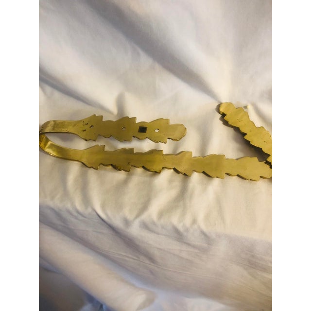 Late 20th Century Floral Pattern Brass Curtain Holdbacks Pair
