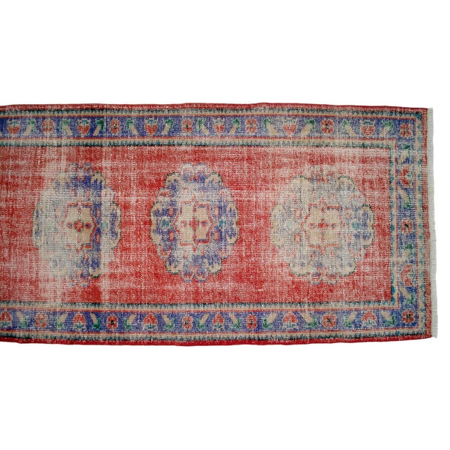 Burnt Orange Distressed Oushak Runner Rug - Faded Colors Hallway 3' X 10'6″ For Sale - Image 8 of 15