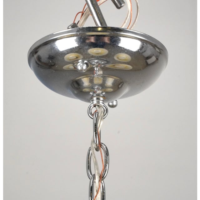 1930s Traditional 5 Light Nickel Shade Chandelier For Sale - Image 9 of 11