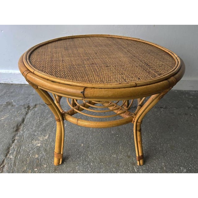 1960s Vintage Italian Bamboo & Rattan Coffee Table, 1970s For Sale - Image 5 of 7