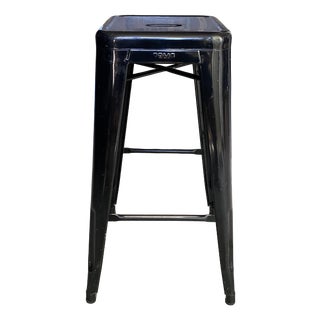 Vintage Industrial H75 Stackable Bar Stool in Black by Xavier Pauchard for Tolix, 1950s For Sale