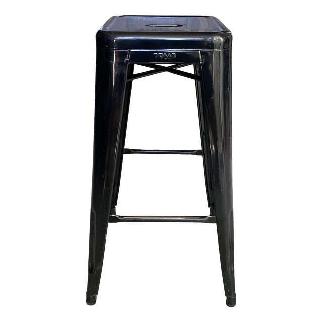 Vintage Industrial H75 Stackable Bar Stool in Black by Xavier Pauchard for Tolix, 1950s For Sale