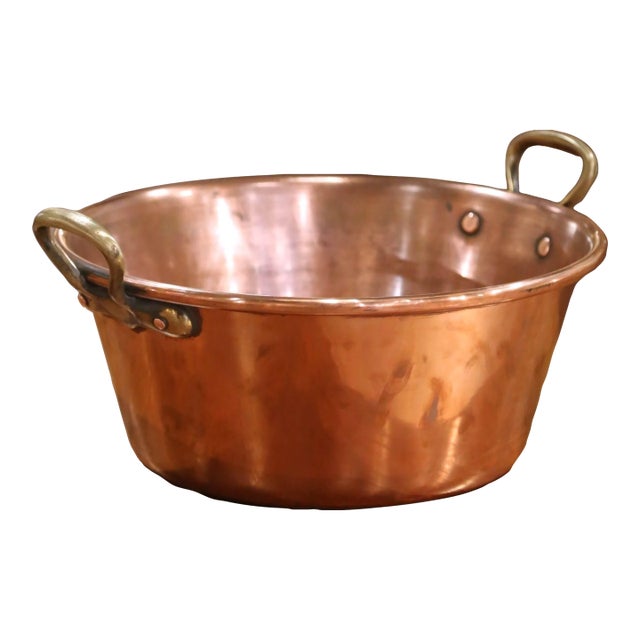 Early 20th Century French Copper and Brass Jelly Boiling Bowl From Normandy For Sale
