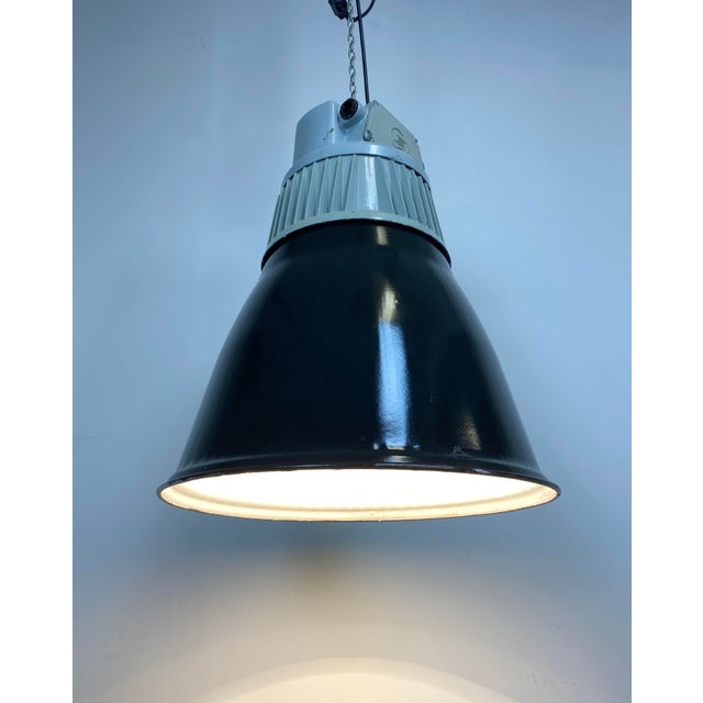 Industrial Black Enamel Pendant Lamps from Elektrosvit, 1970s, Set of 4 For Sale - Image 14 of 16