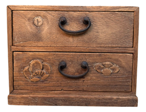Japanese Wooden Ko-Dansu Chest with Flower Motifs, 1920s