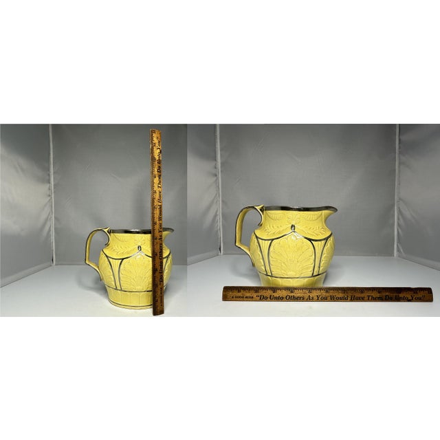 Antique Canary Yellow Silver Luster Pitcher: Staffordshire Regency Jug For Sale - Image 10 of 10