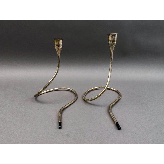 Mid-Century Modern Mid 20th Century Towle Marion Anderson Noyes Sterling Silver Pair of Candlesticks Candle Holders For Sale - Image 3 of 8
