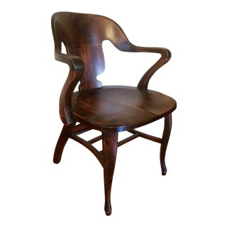 Vintage Restored Wooden Office Chair For Sale