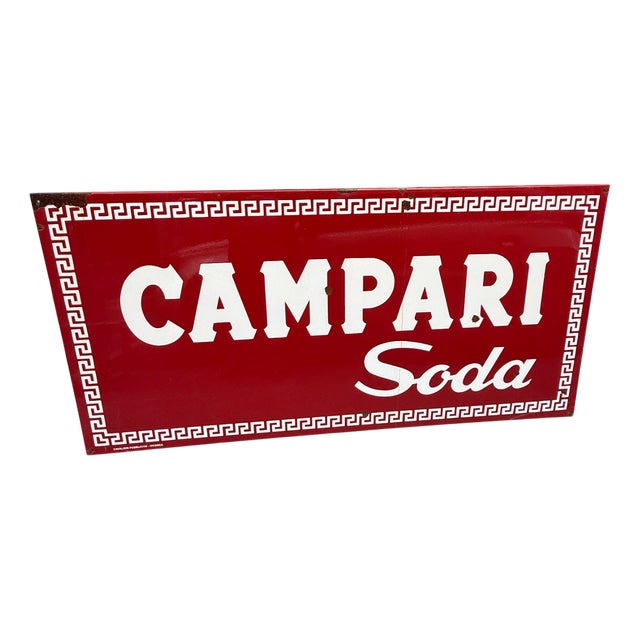Campari Soda Sign in Enameled Metal, 1960s For Sale
