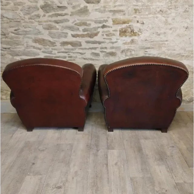 Set of Vintage Club Chairs in Leather For Sale - Image 4 of 9
