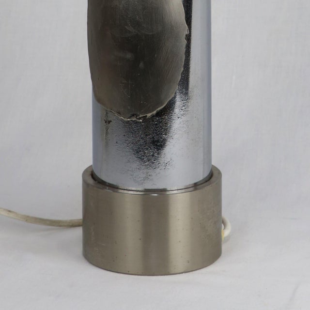 Brutalist Chrome and Steel Fusion Effect Table Lamp, 1970s For Sale - Image 6 of 7