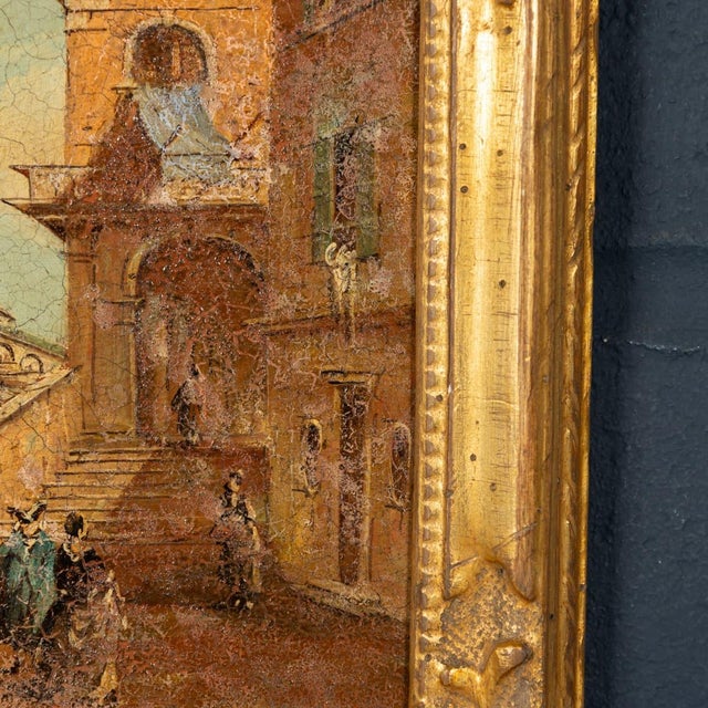 Aldo Grossi, Venetian Canal Scene, 1890s, Oil Paintings on Board, Framed, Set of 2 For Sale - Image 10 of 18