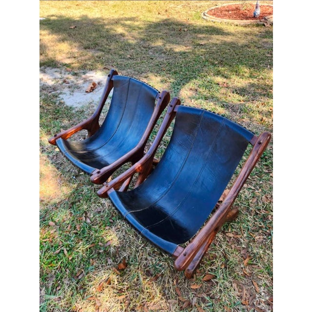 Wood Vintage MCM Don Shoemaker Cocobolo Rosewood Sloucher Lounge Chairs ~ Set of 2 For Sale - Image 7 of 9