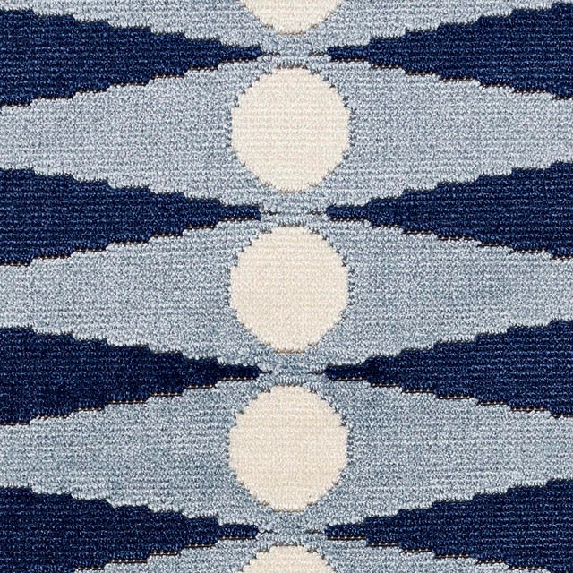 Schumacher SAMPLE - Schumacher x Mary Mcdonald Backgammon Cut Velvet Fabric In Blue For Sale - Image 4 of 4