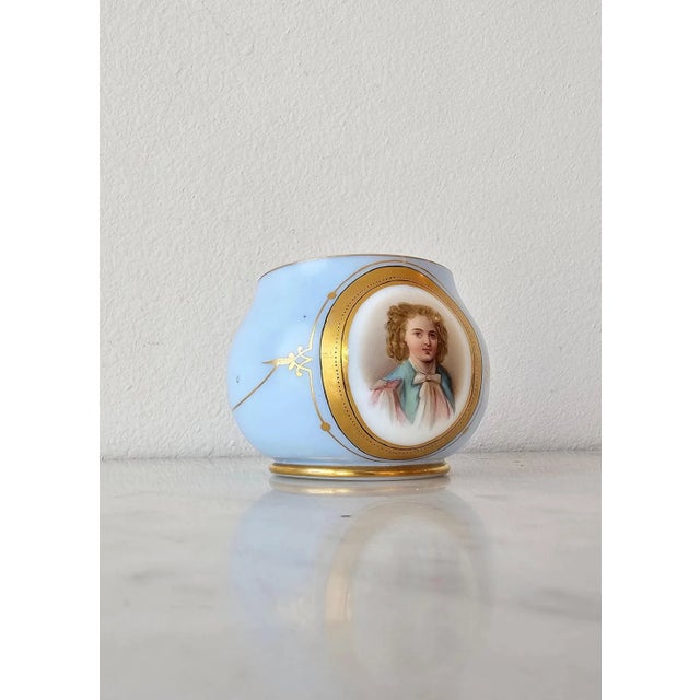 19th Century Victorian Blue Opaline Milk Glass Dresser Cachepot Table Bowl For Sale - Image 4 of 12