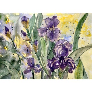 One Giclee Print of This Original Watercolor Painting “Amethyst Iris”. Approximately 15 X 11 Inches. No Ai Was Used to Create the Original Painting. For Sale