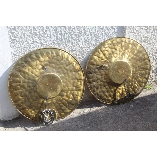 Mid-Century Italian Round Wall Brass & Copper Sconces, 1970s, Set of 2 For Sale - Image 6 of 12