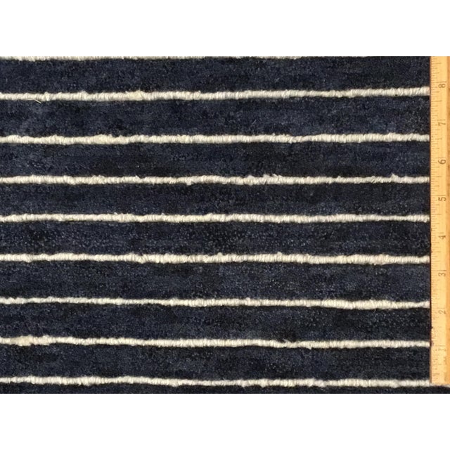 Contemporary Blue and White Striped Wool Rug(9x12) Chairish