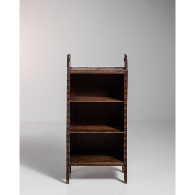 1910s 1910-1919 France Weathered Dark Oak Open Oak Bookshelf For Sale - Image 5 of 10
