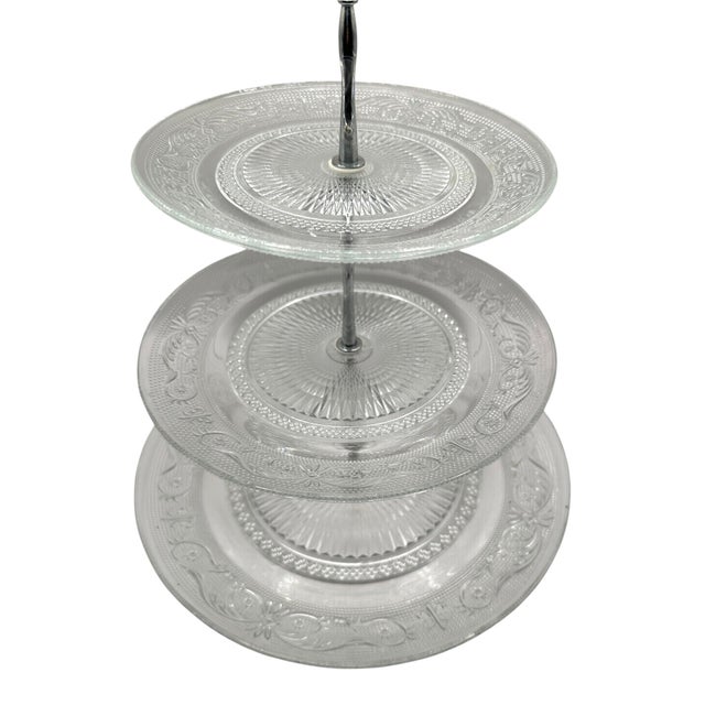 Vintage 3-Tier Pressed Glass Serving Stand For Sale In Birmingham - Image 6 of 12
